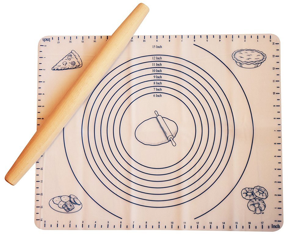 French Rolling Pin with Pastry Mat