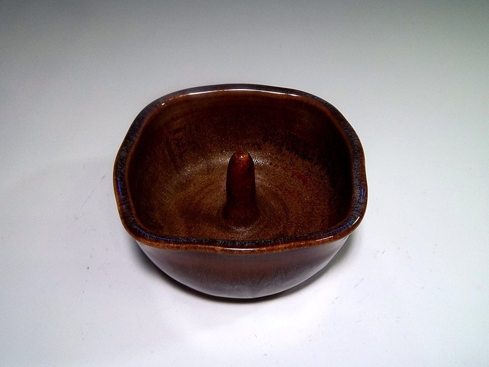 Handmade Ceramic Apple Baker ~ Frosty Brown Swirl Stoneware Pottery N2