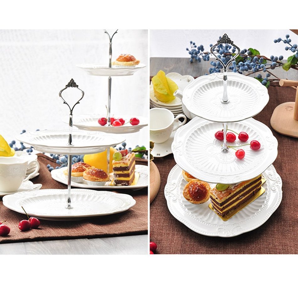Chunlin 2/3 Tier Stainless Steel Stacked Party Wedding Birthday Cupcake and Dessert Display Tower (Silver 3 Layer) N2