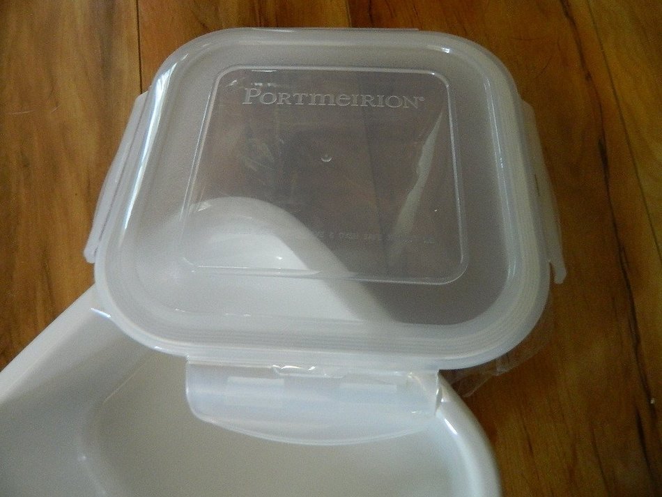 portmeirion 6.69" square storage jar w/ lock lid botanic garden sweet pea N3