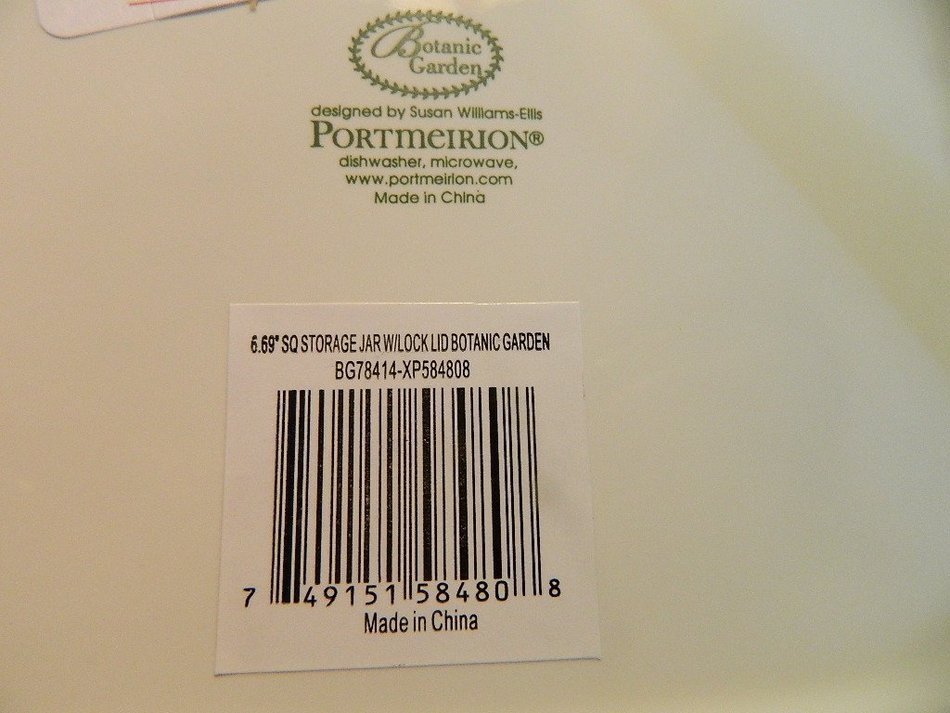 portmeirion 6.69" square storage jar w/ lock lid botanic garden sweet pea N4
