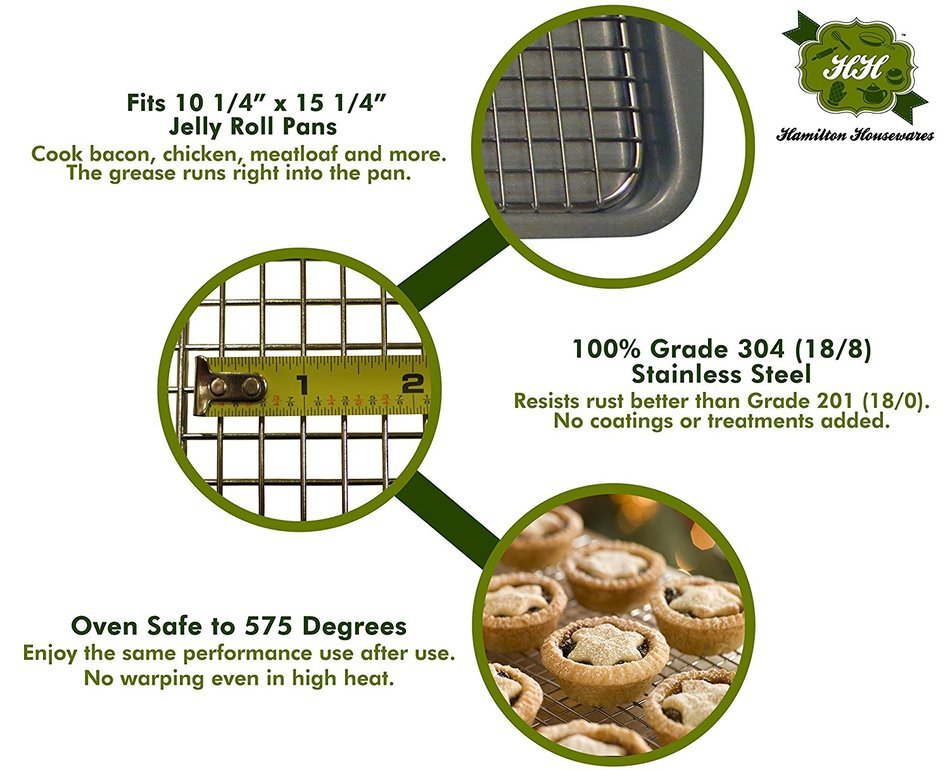Stainless Steel Cooling Rack, Heavy Duty Oven Safe Stainless Steel Wire Rack, for Cooling, Baking and Roasting... N14