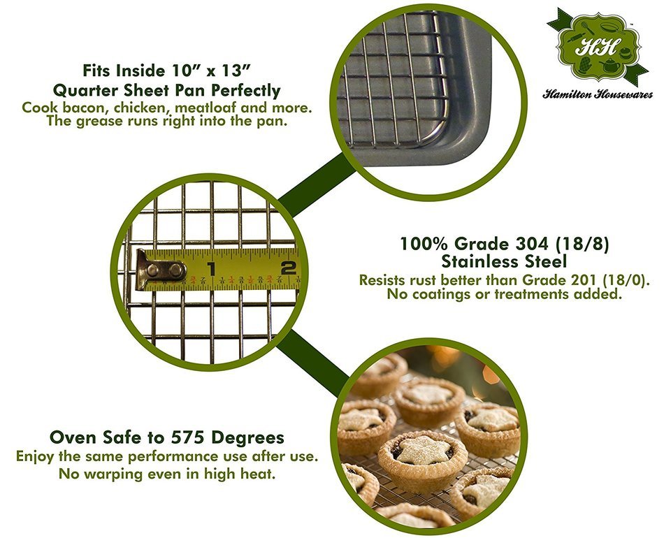 Stainless Steel Cooling Rack, Heavy Duty Oven Safe Stainless Steel Wire Rack, for Cooling, Baking and Roasting... N20