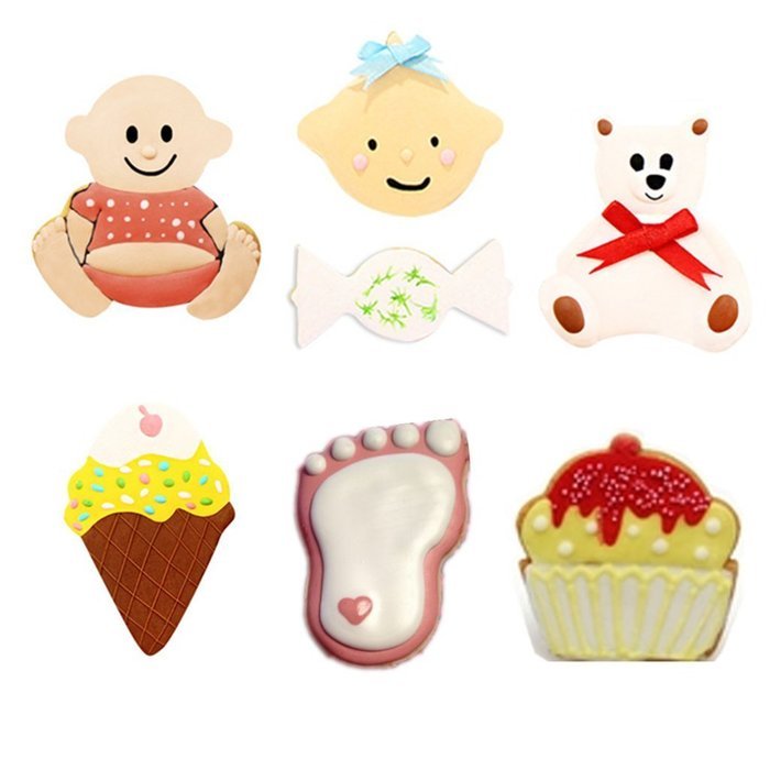 Yunko Baby Shower Theme Buggy Rocking Horse Bottle Cookie Cutter 9 Piece Set N5
