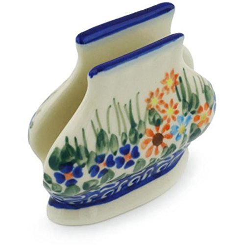 Ceramika Bona H0571H Polish Pottery Ceramic Napkin Holder Hand Painted, 4-Inch