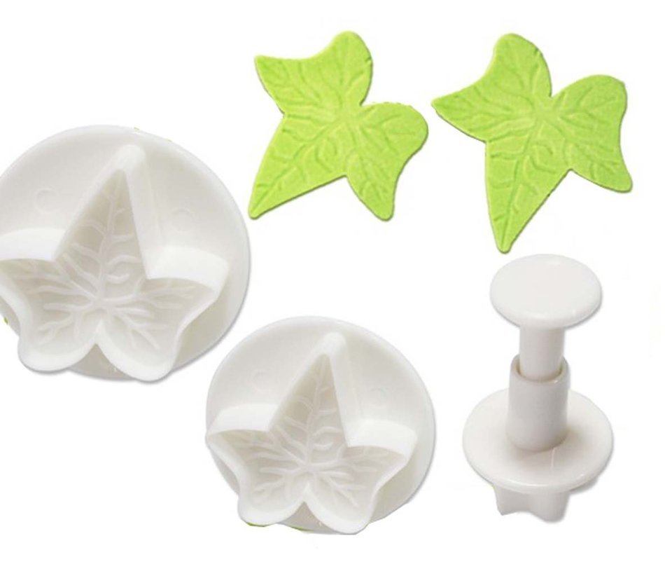 Maple Leaf Cupcake Decorations Plunger Cutter Set of 3 Piece Small Plastic Fondant Cake Mold Party Supplies