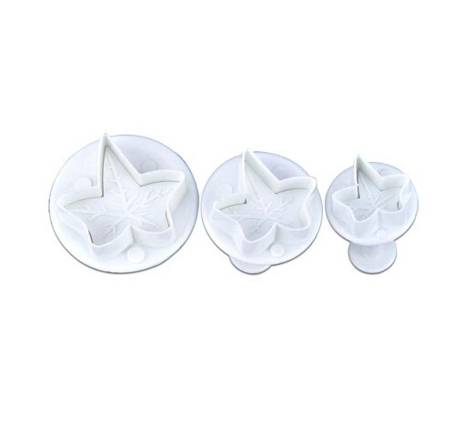 Maple Leaf Cupcake Decorations Plunger Cutter Set of 3 Piece Small Plastic Fondant Cake Mold Party Supplies N3