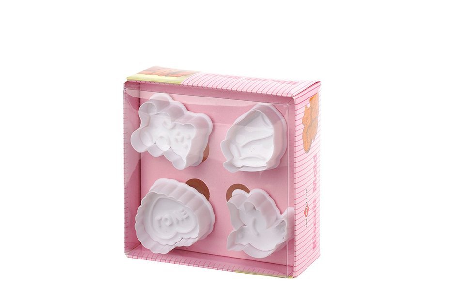 Home Value Baking Pie Crust Cutters, Set of 4, Dove, Bear, Heart, Leaf (COOKIECUTCK05)( N3