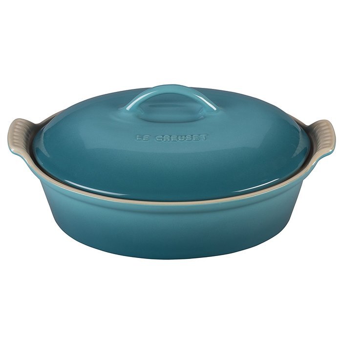 Le Creuset Heritage Caribbean Enameled Stoneware 2.5 Quart Covered Oval ...