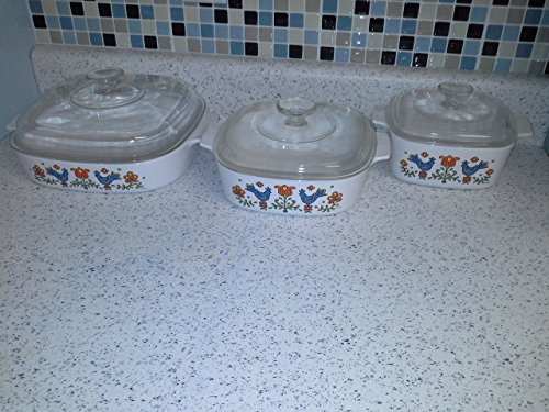 Corning Ware Country Festival Friendship Bluebird 6 pc Casserole Set