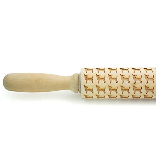 Chihuahua Embossing rolling pin for cookies, Engraved Housewarming gift Houseware , Wood Rolling Pin N2