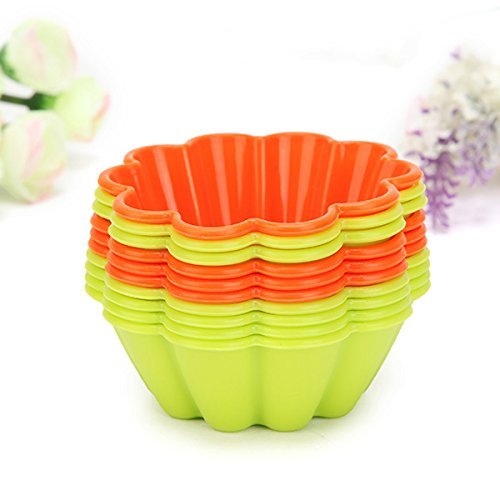 "10pcs Silicone Flower Shape Cake Mold Mould Pudding Muffin Baking" shopping N4