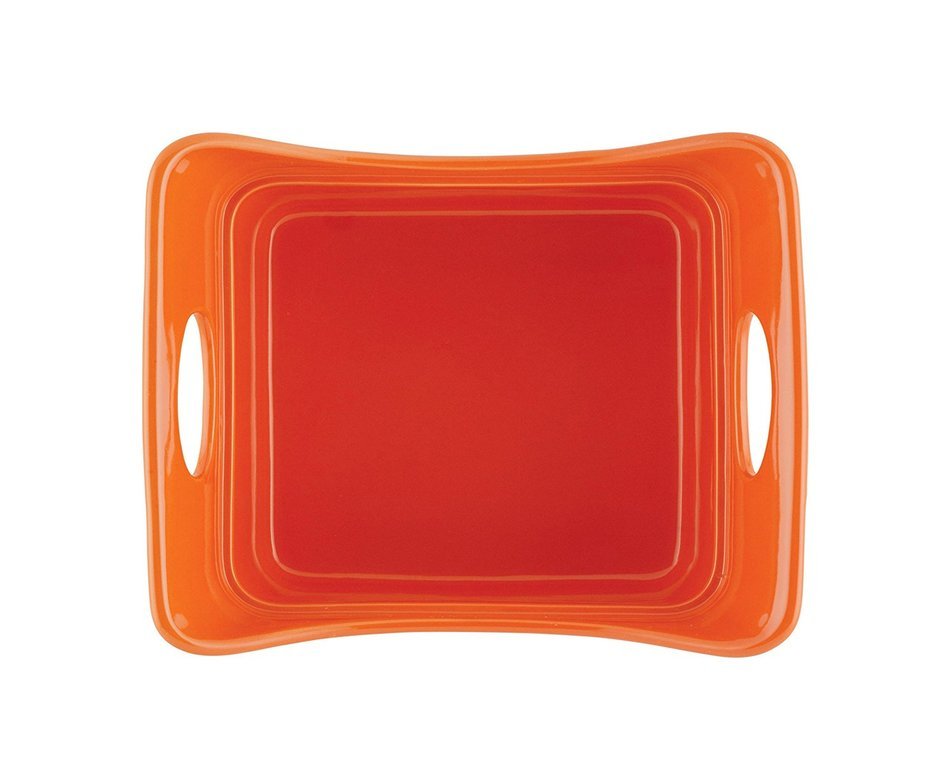 Rachael Ray 50617 Stoneware Square Baker, 2 quart, Orange N3