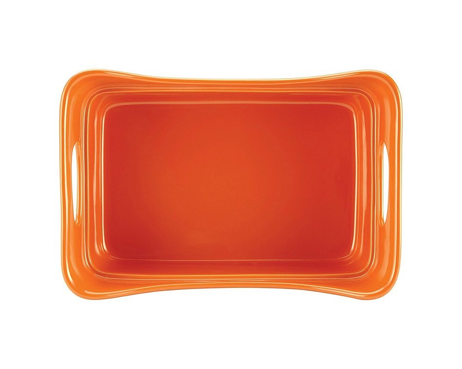Rachael Ray 50617 Stoneware Square Baker, 2 quart, Orange N4