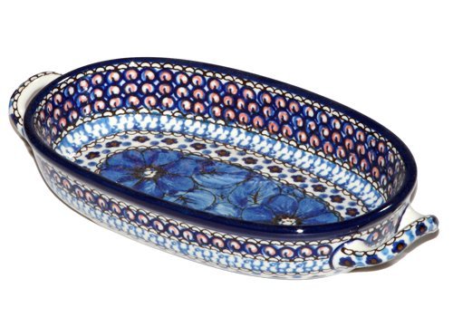 New Polish Pottery Unikat BAKER OVAL WITH HANDLES Boleslawiec CA ...