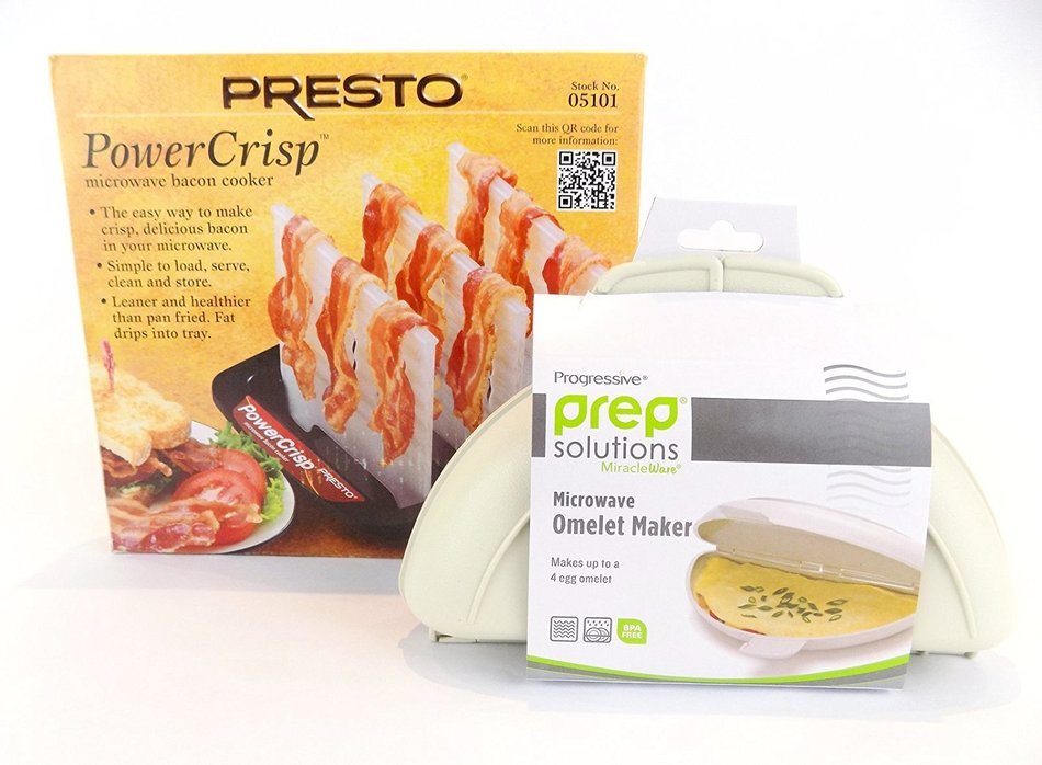 Microwave Bacon & Omelet/Egg Cooker Set by Presto & Progessive - Bundled