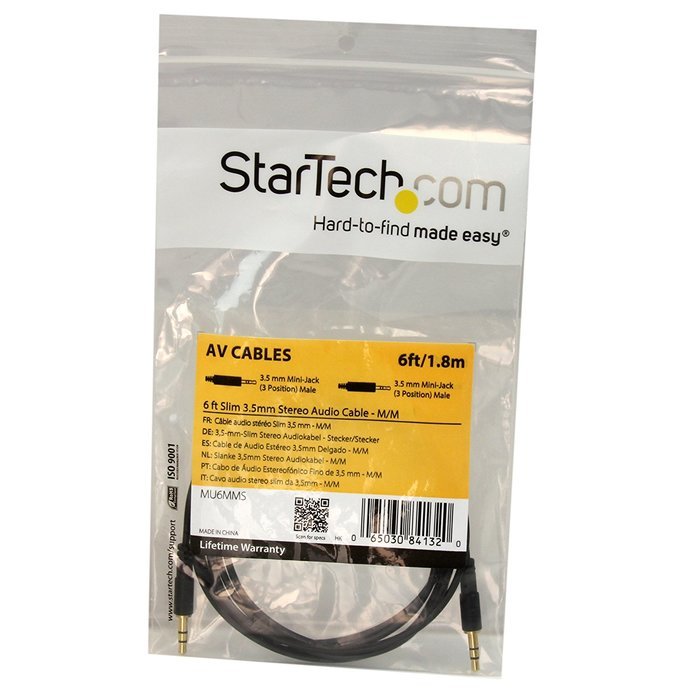 StarTech.com MU15MMS 15 feet Slim 3.5mm Stereo Audio Cable - M/M N18