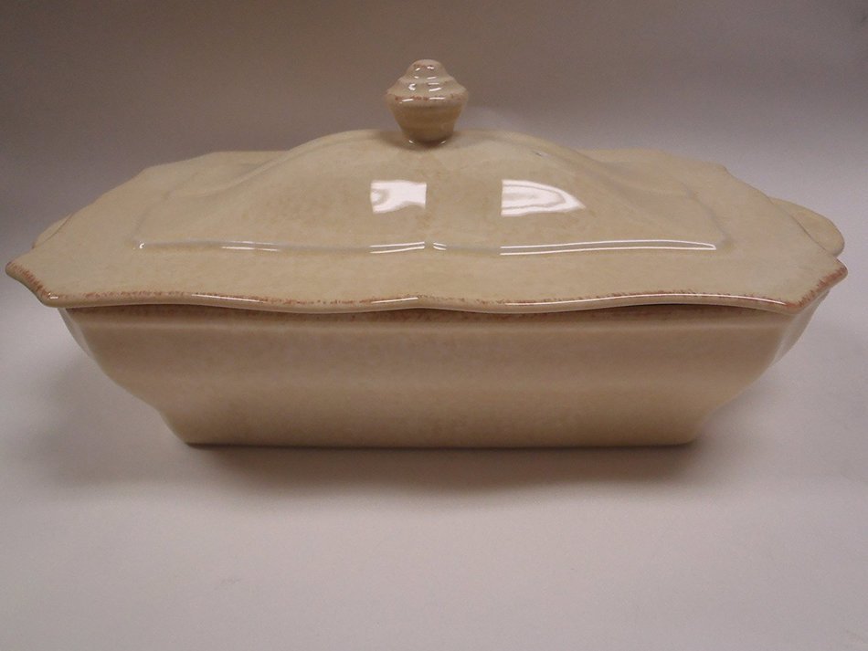 Casa Stone Impressions Rect Casserole Covered, Buttercream, 1.5 L