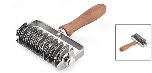 Antrader Stainless Steel Wood Handle Kitchen Cake Cookie Bread Pie Pastry Lattice Pizza Roller Hobbing Cutter... N2