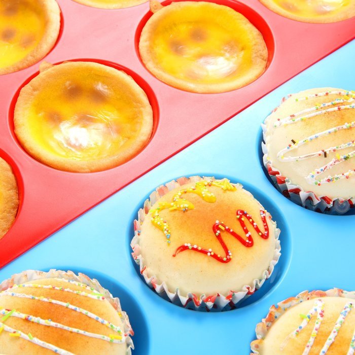 2 Pack - Silicone Cake Pan - Voljee Cupcake Molds - "Non - Stick & Dishwasher & Microwave Safe & Easy to Clean" N2