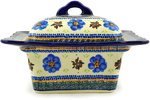 Polmedia Polish Pottery 9-inch Stoneware Dish with Cover H7334D Hand Painted from Zaklady Ceramiczne in Boleslawiec... N3