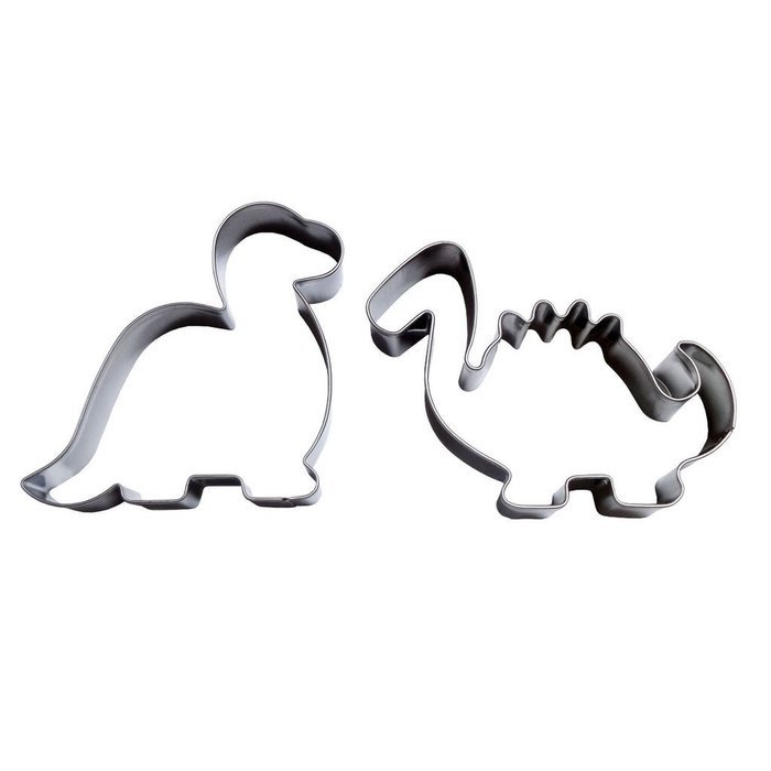 Wocuz 2pcs Cute Dinosaur Stainless Steel Cookie Fondant Cutter Cake Decorating Tools