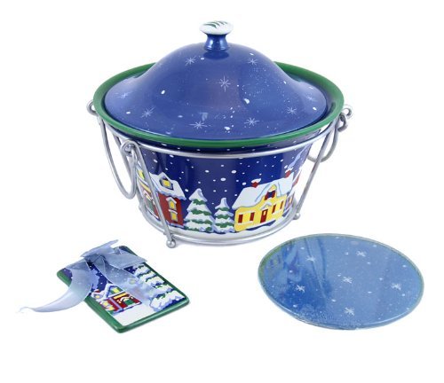 Temp-tations Snowy Night 4 Pc Round Baker w/ Ornament