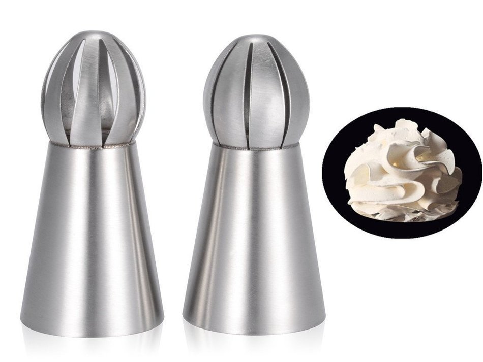 NEW 2pcs/set Sphere Ball Tips Russian Icing Piping Nozzles Tips Pastry Cake Fondant Cupcake Buttercream DIY Baking... N2