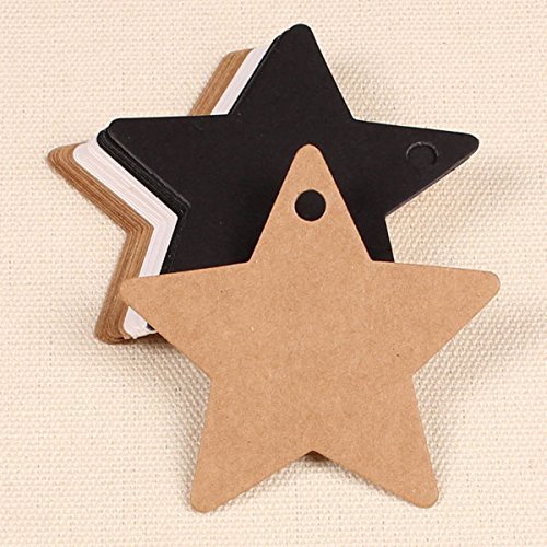 Pink Lizard 100pcs Five Star Kraft Paper Label Wedding Party Favor Gift Card Labels Tags