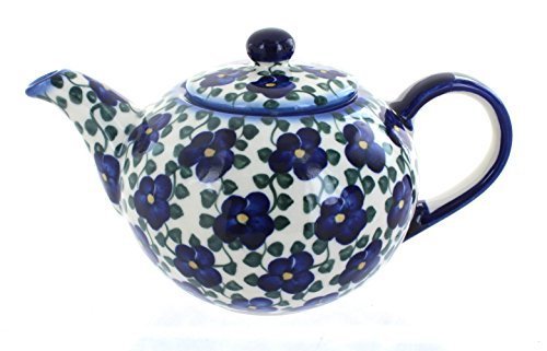 Polish Pottery Violets Large Teapot