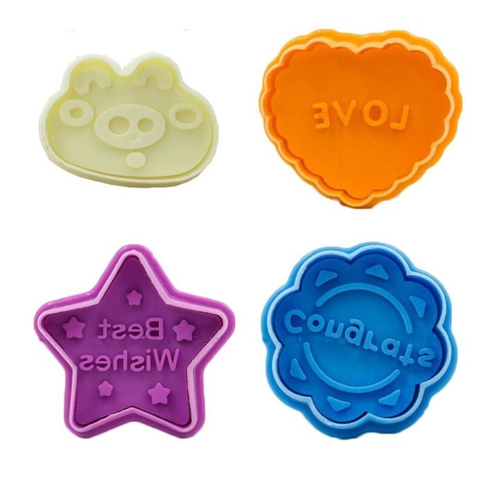 Plunger Type 4PCS Cookie Cutter Letters Pattern Baking Mold