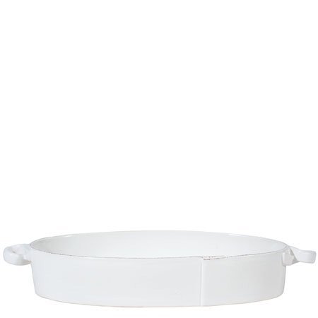 Vietri Lastra White Handled Oval Baker