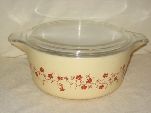 Vintage 1980's Pyrex " Bake N' Carry " Cinderella Round Casserole - 2.5 Quart w/Lid - Trailing Flowers Pattern