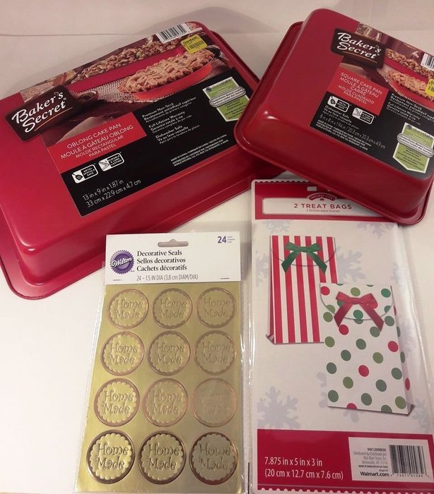 Baker's Secret Bundle of 4: 1-Oblong Cake Pan (13"X9"X1.87"), 1-Square Cake Pan (8"X8"X1.94"), 1-24 ct Wilton...