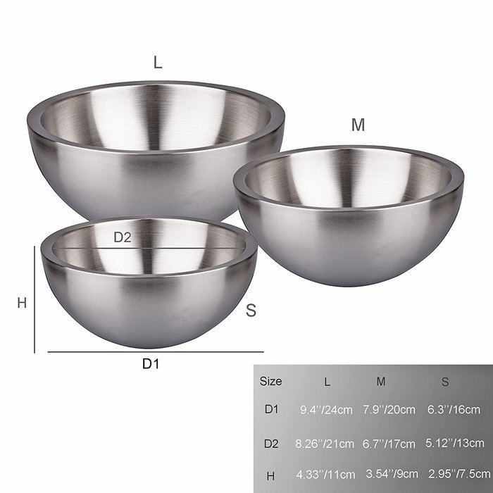 IMEEA Ultra Heavy Duty 18/10 Stainless Steel Double Wall Serving Bowl, Life-long Use (6.3inch (16cm)) N5