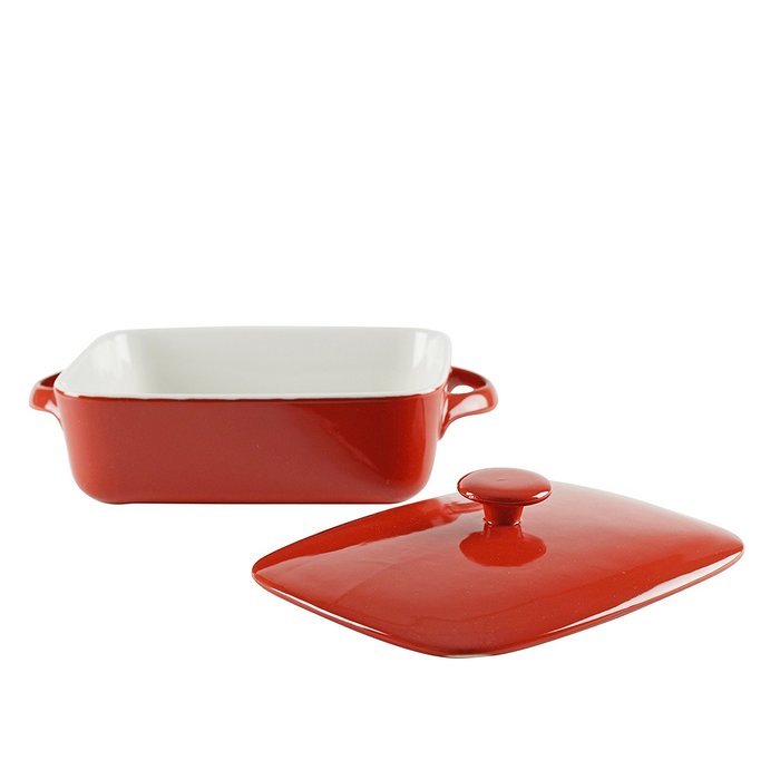 10 Strawberry Street SIENA-9RECCVCSS Sienna Rectangular Bakeware with Lid, 9", Red/White