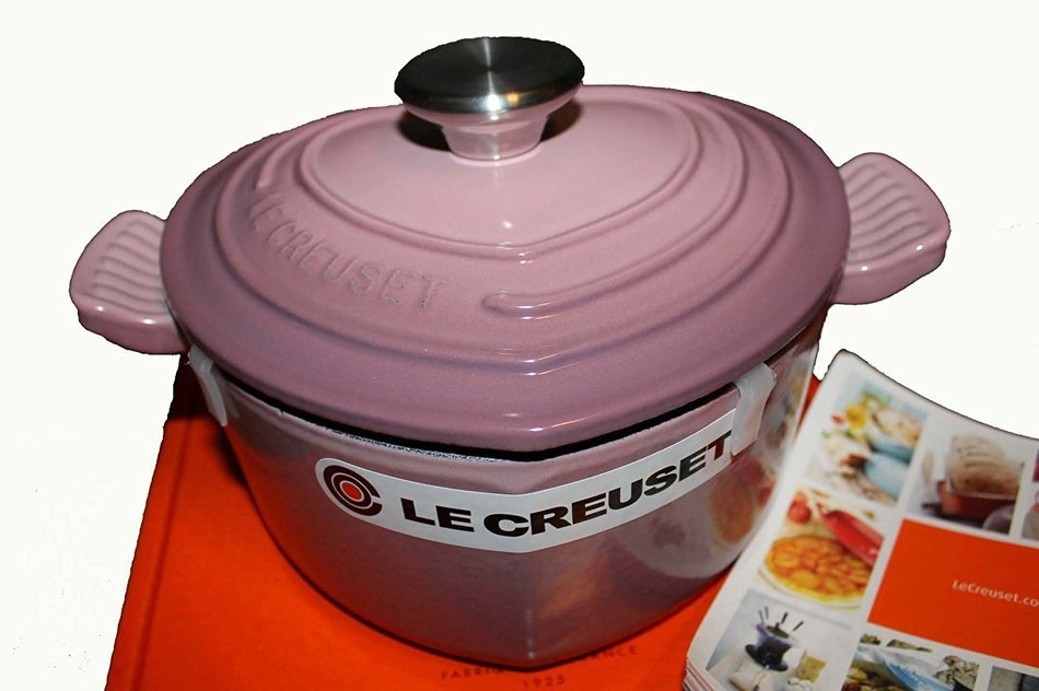 Le Creuset Cast Iron 2Qt 18cm Heart Casserole Mauve Pink