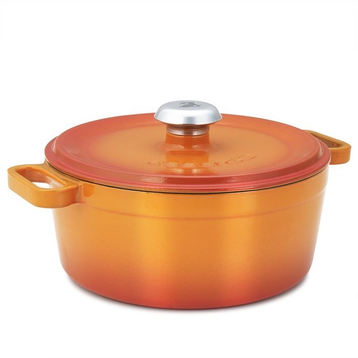 Essenso Chambery Cast Iron Dutch Oven with Four-Layer Enamel Interior and Exterior, Orange, 4 Quart