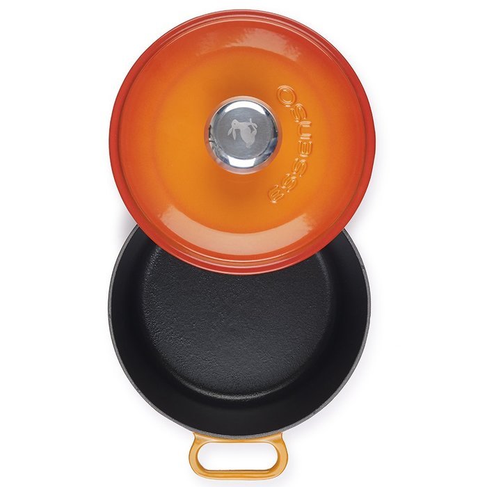 Essenso Chambery Cast Iron Dutch Oven with Four-Layer Enamel Interior and Exterior, Orange, 4 Quart N3