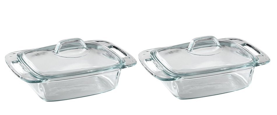Pyrex Easy Grab 2-Quart Casserole Glass Bakeware Dish with Glass Lid N3