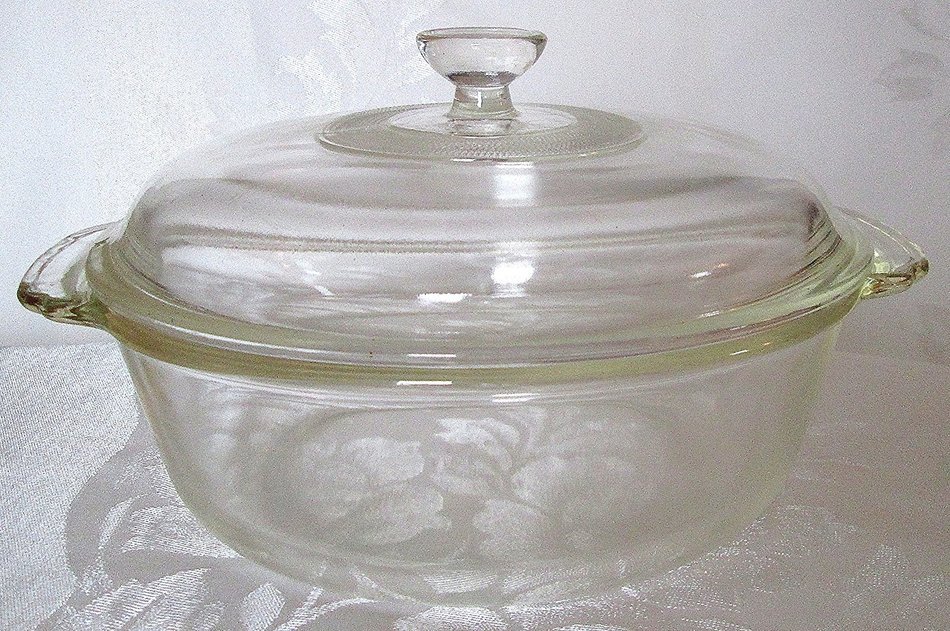 Fire King 1-1/2 Quart Clear Glass Covered Casserole with Handles free ...