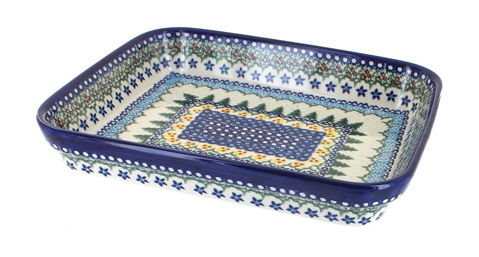 Polish Pottery Holiday Pine Medium Rectangular Baker