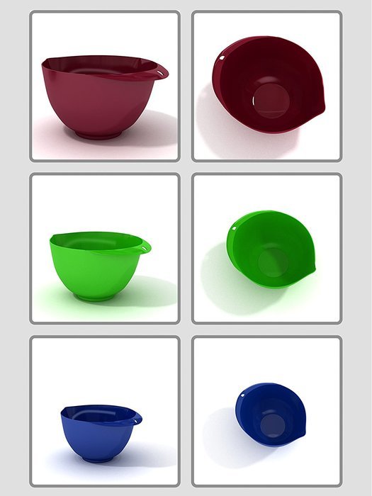 3-Piece Mixing Bowl Set, Eco-Friendly, Melamine & BPA Free. Food Prep Set - 3 Mixing Bowls, Burgundy Wine 6.5L... N4