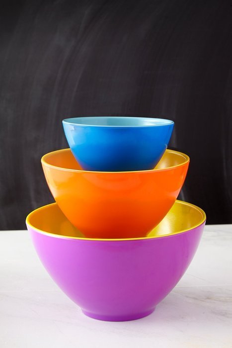iEnjoyware Melamine Mixing Bowls - Set of 3 - Mix, Prep & Store Foods with Ease - Two-Tone Nesting Design for... N6
