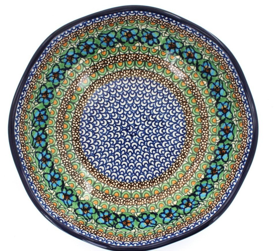 Polish Pottery Mardi Gras Large Scallop Bowl N2