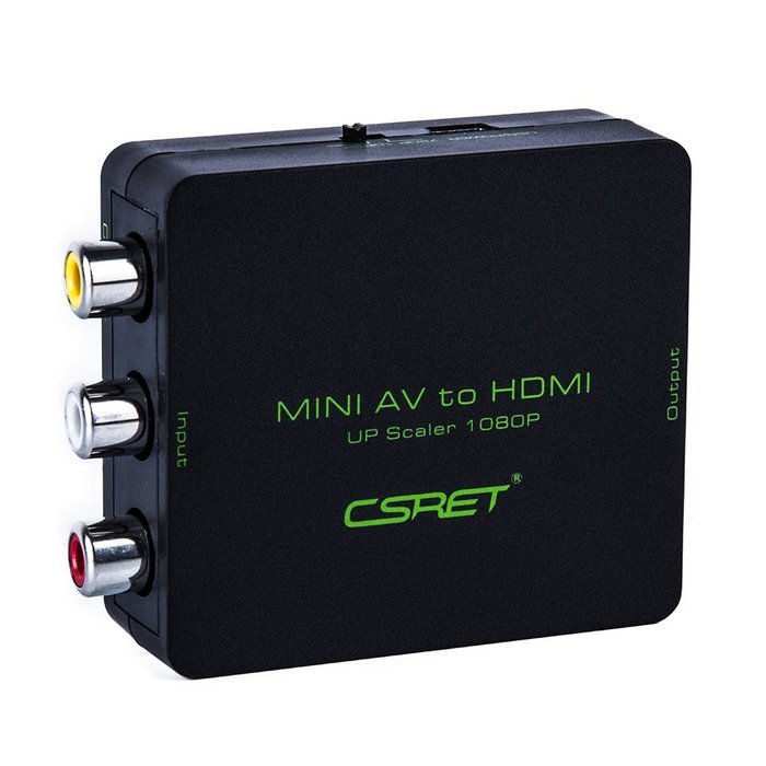 CSRET Full HD 3 RCA CVBS Composite AV to HDMI Converter Adapter Upscaler 1080P with USB Charging Cable, Supporting...