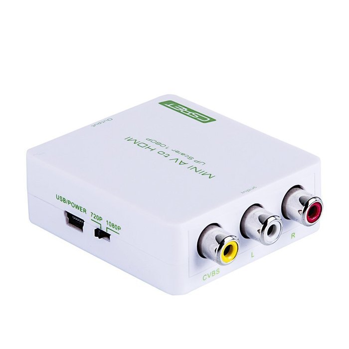 CSRET Full HD 3 RCA CVBS Composite AV to HDMI Converter Adapter Upscaler 1080P with USB Charging Cable, Supporting... N6