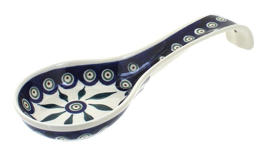Polish Pottery Peacock Large Spoon Rest