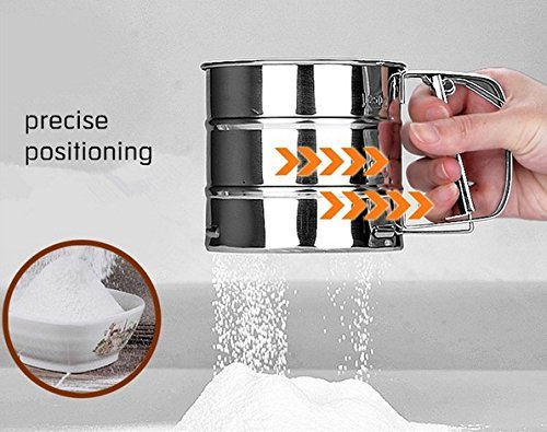 Newest Stainless Steel Mesh Flour Sifter Mechanical Baking Icing Sugar Shaker Sieve Tool Cup Shape N3