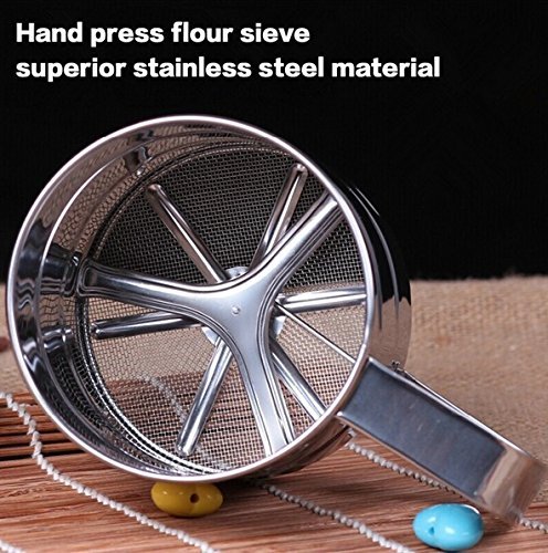 Newest Stainless Steel Mesh Flour Sifter Mechanical Baking Icing Sugar Shaker Sieve Tool Cup Shape N4